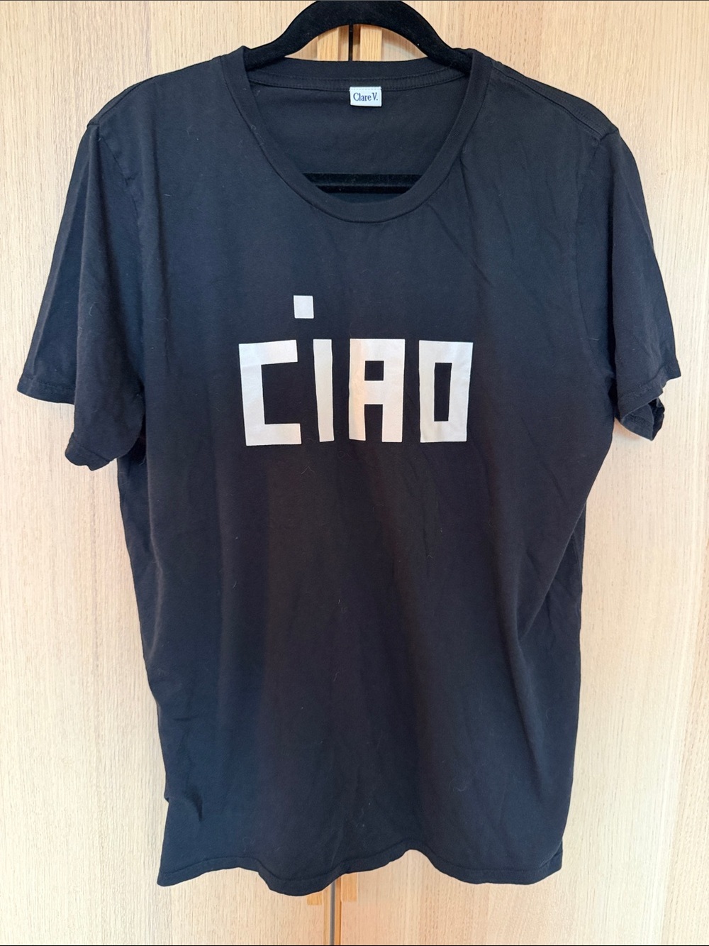 Clare V Black Short-Sleeve 'CIAO' Graphic Tee